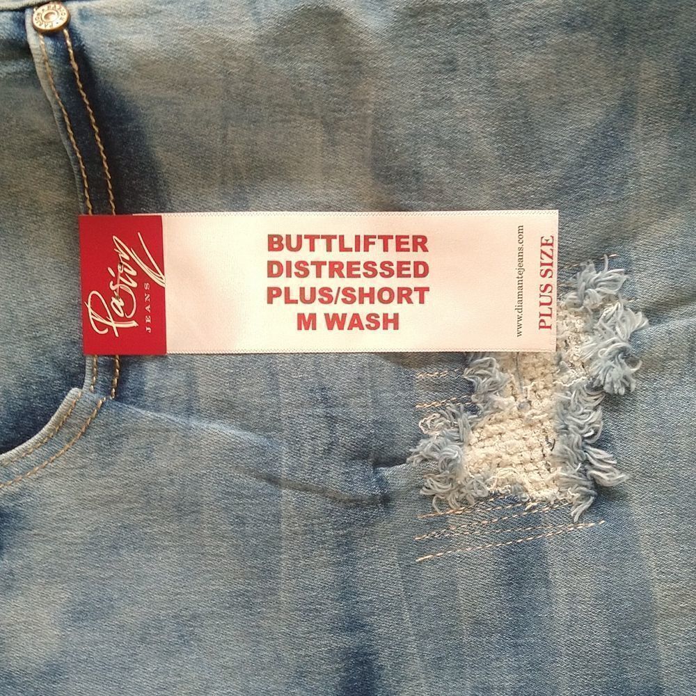 Pasion Plus Size Distressed Stretchy Denim Shorts. - Picture 12 of 14